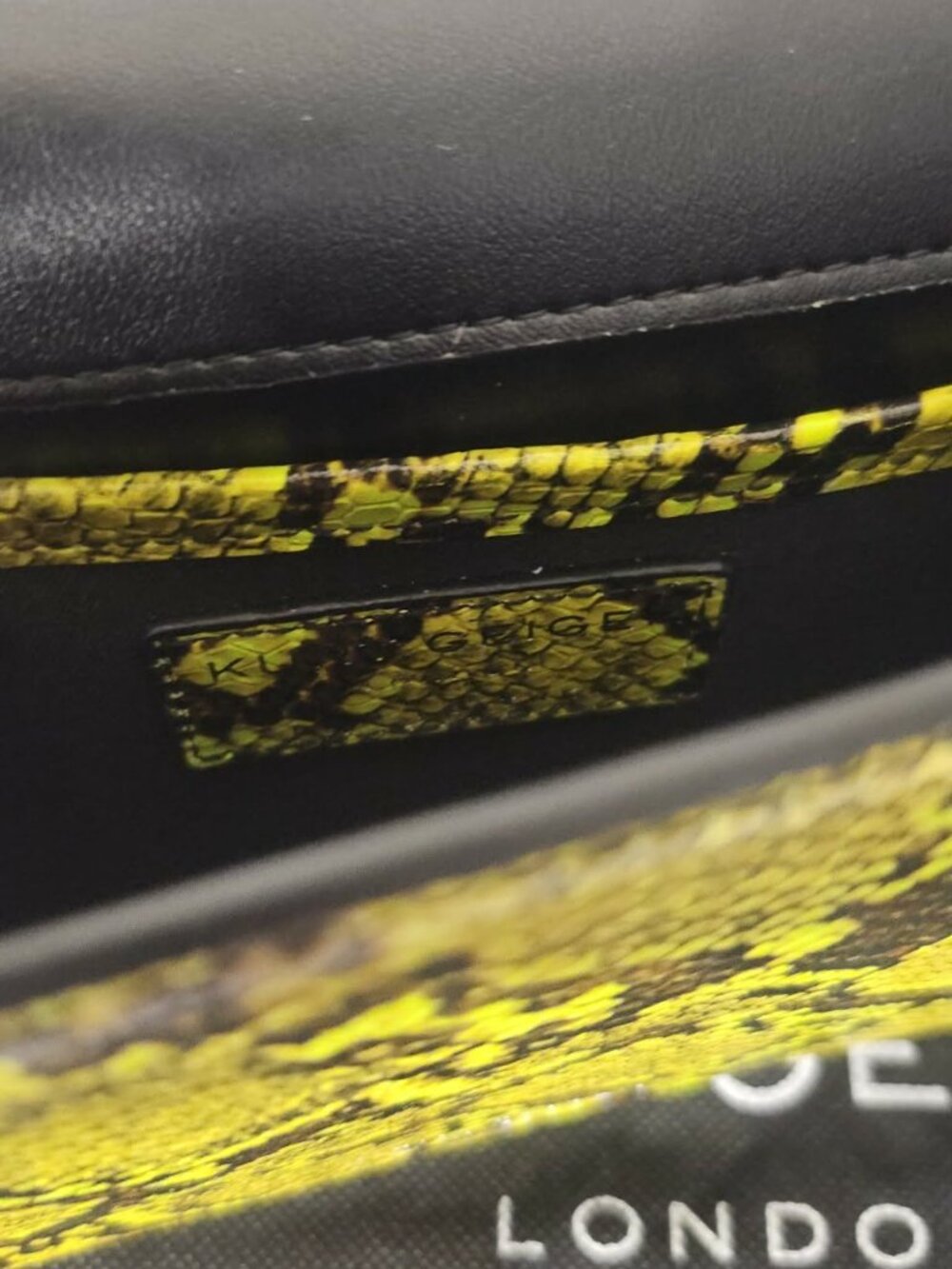 Kurt Geiger Shoreditch Small Crossbody Snake Print Neon Yellow GORGEOUS - Picture 10 of 10
